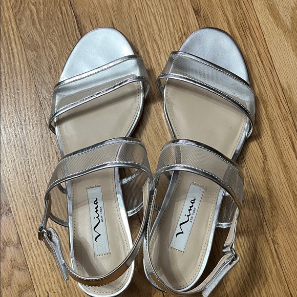Nina Silver Strappy Sandals - Picture 1 of 12